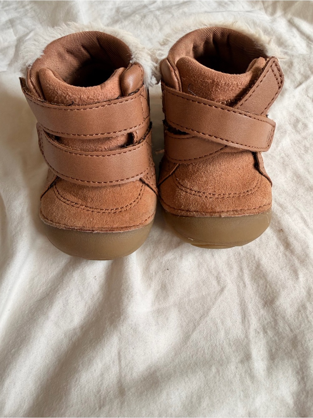 Stride Rite Toddler Tan Faux-Fur Lined Double Strap Boots